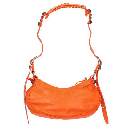 Balenciaga Leather Stud Shoulder Bag Orange x Silver