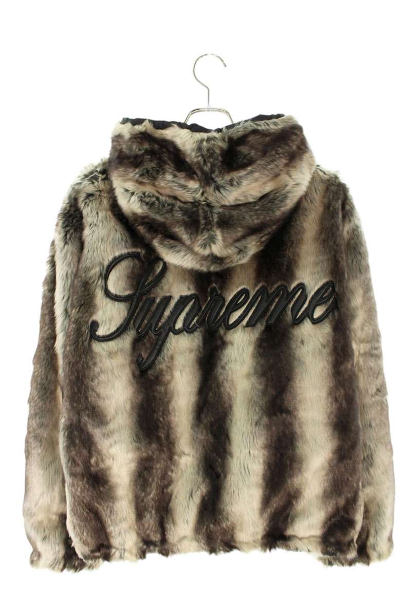 Supreme 20AW Faux Fur Reversible Hooded Jacket Gray Size M