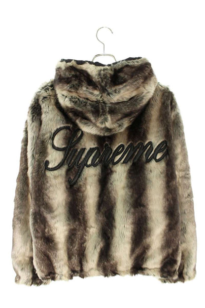 Supreme 20AW Faux Fur Reversible Hooded Jacket Gray Size M