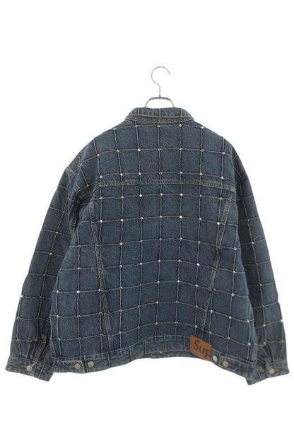Supreme Studded Seam Denim Trucker Jacket Blue Size XL