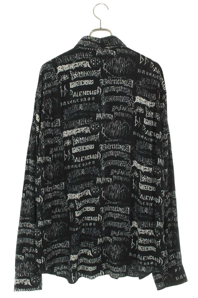 Balenciaga Logo Print Long Sleeve Shirt Black Size XS
