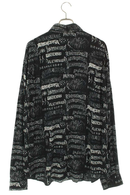 Balenciaga Logo Print Long Sleeve Shirt Black Size XS