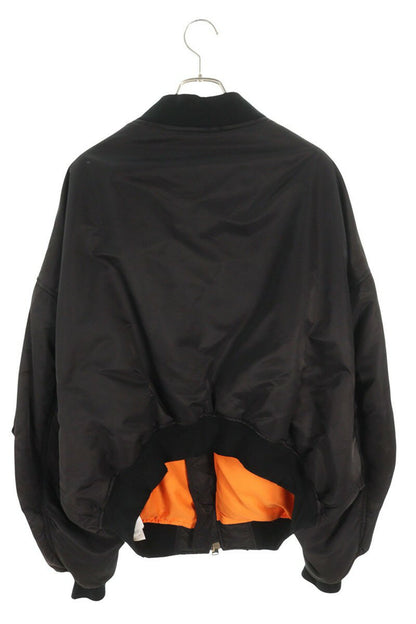 BALENCIAGA Off-Shoulder Bomber Jacket Black Size S