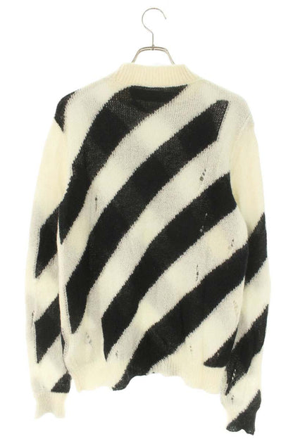 Off-White Distressed Knit Sweater White x Black Size XS