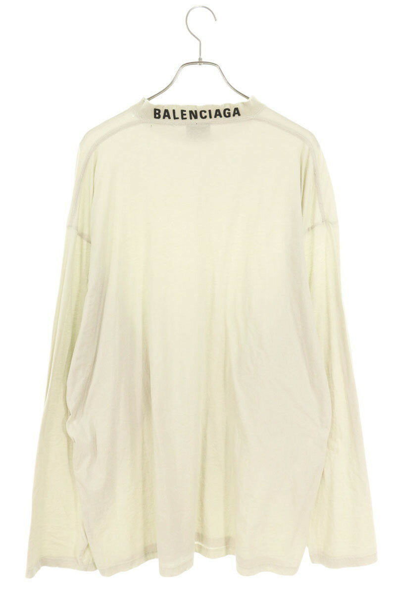 Balenciaga Logo Embroidered Distressed Long Sleeve T-Shirt Gray Size 4