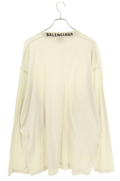 Balenciaga Logo Embroidered Distressed Long Sleeve T-Shirt Gray Size 4