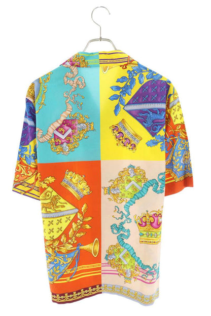 Versace Cotton Silk Short Sleeve Shirt Multi Size S