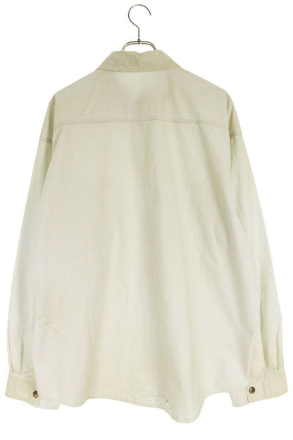 Balenciaga Logo Embroidered Vintage Long Sleeve Shirt White Size S