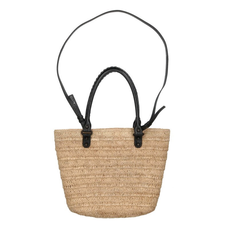 Balenciaga Le City Raffia Lambskin 2-Way Handbag Beige x Black One Size
