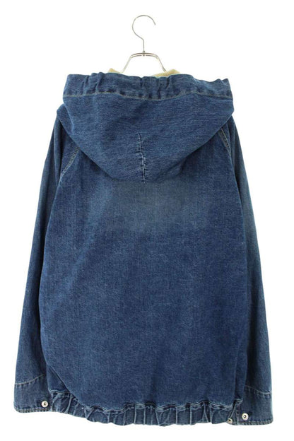 Sacai 23SS Zip Up Hooded Denim Blouson Blue x Beige Size L