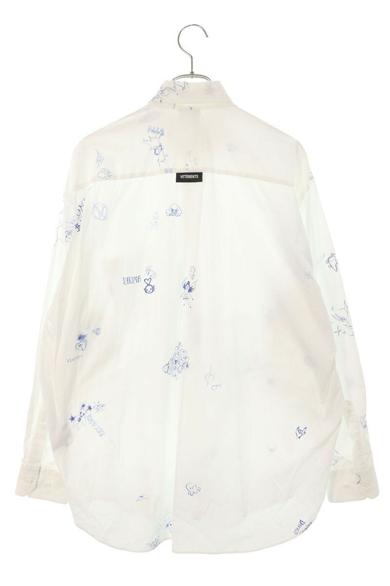 Vetements Graphic All-Over Print Long Sleeve Shirt White x Blue Size S