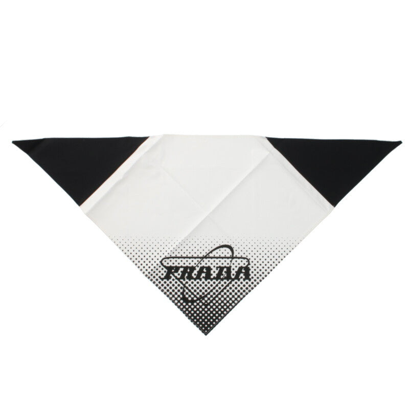 Prada Logo cotton scarf White x Black One Size