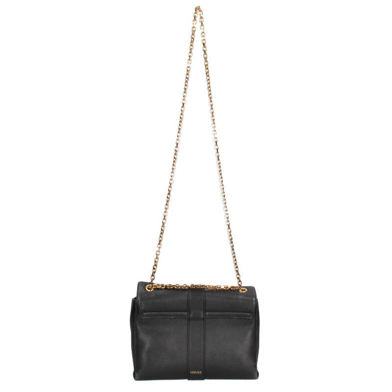 Versace Leather Chain Shoulder Bag Black x Gold