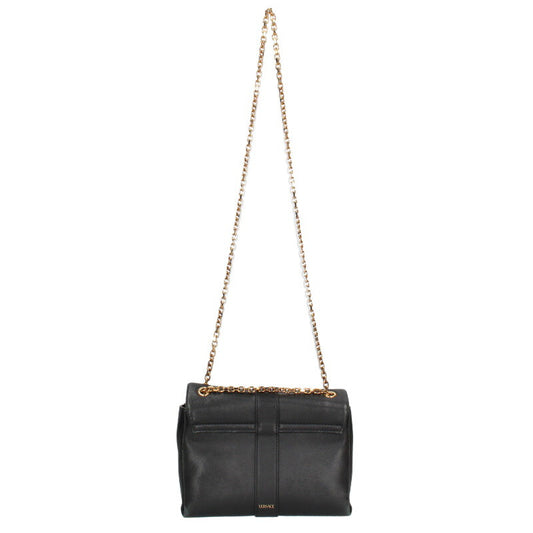 Versace Leather Chain Shoulder Bag Black x Gold