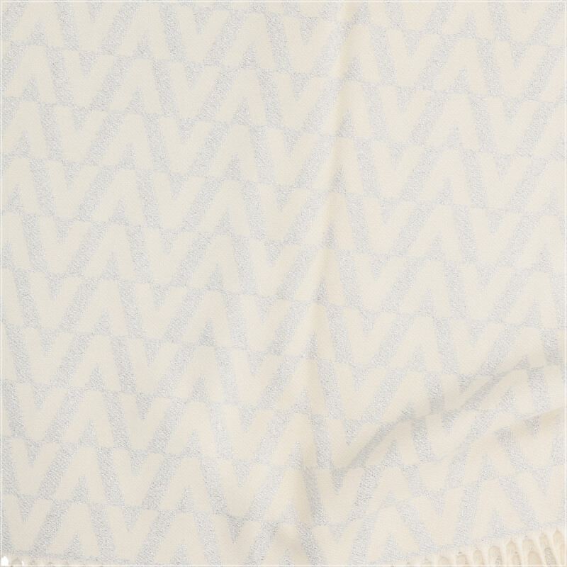 Valentino CM Logo Cashmere Scarf White