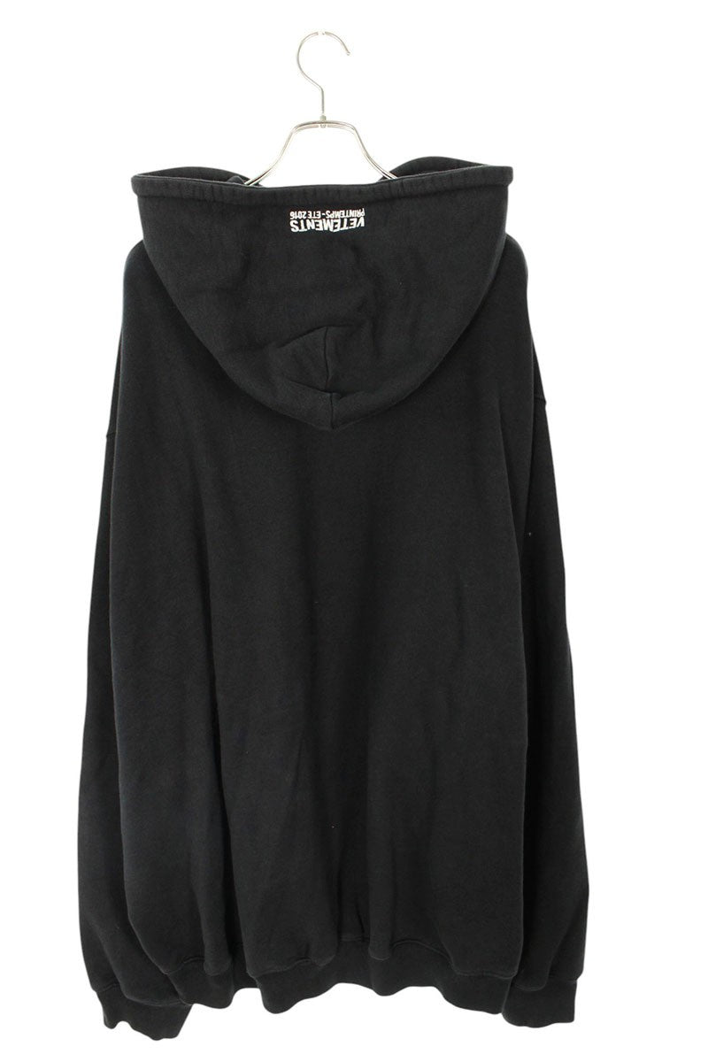 Vetements x Champion 16SS Logo Embroidered Pullover Hoodie Black Size M