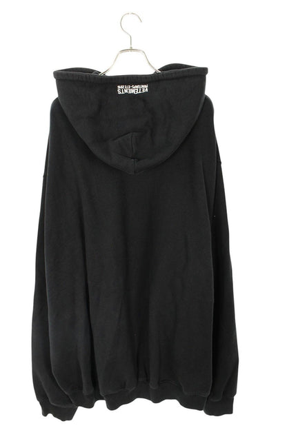 Vetements x Champion 16SS Logo Embroidered Pullover Hoodie Black Size M