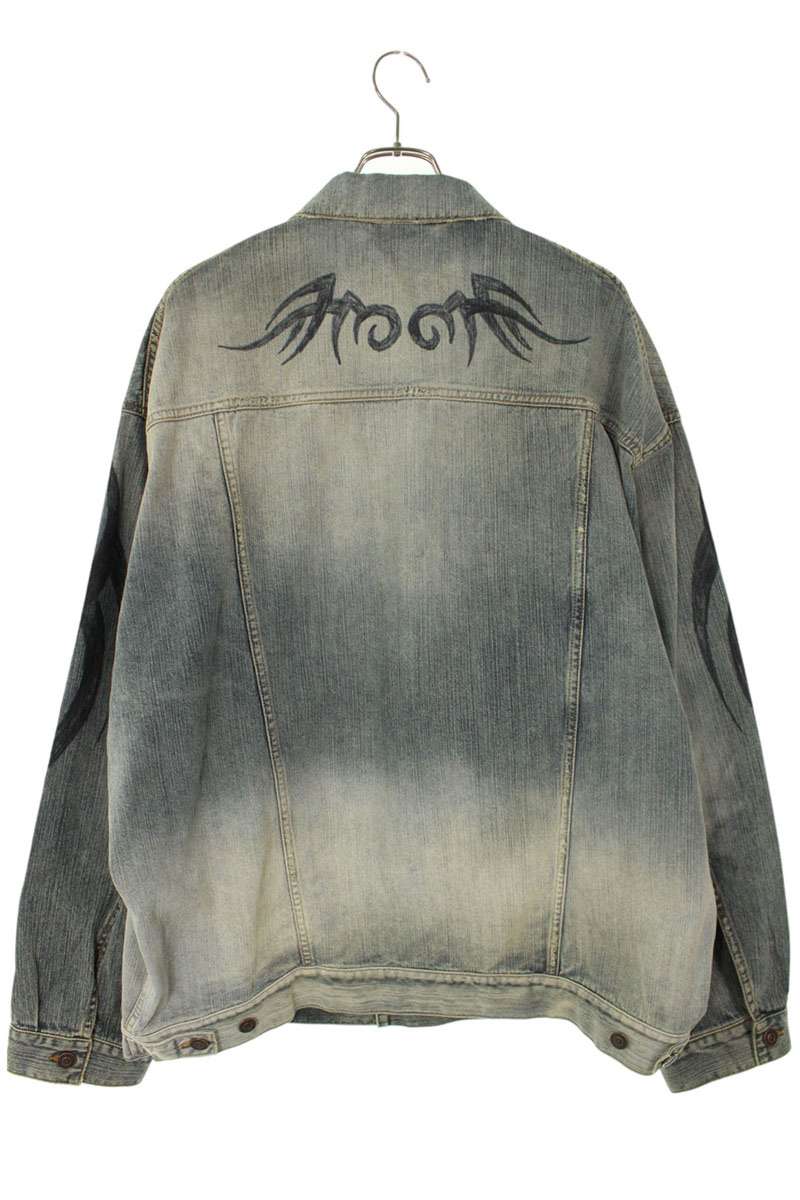 BALENCIAGA Y2K Tribal Denim Jacket Indigo Size S