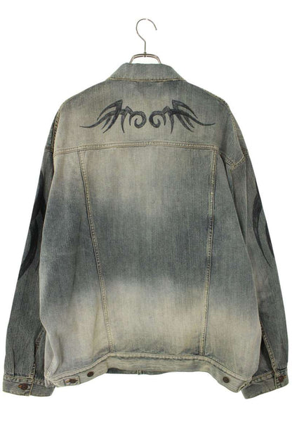 BALENCIAGA Y2K Tribal Denim Jacket Indigo Size S