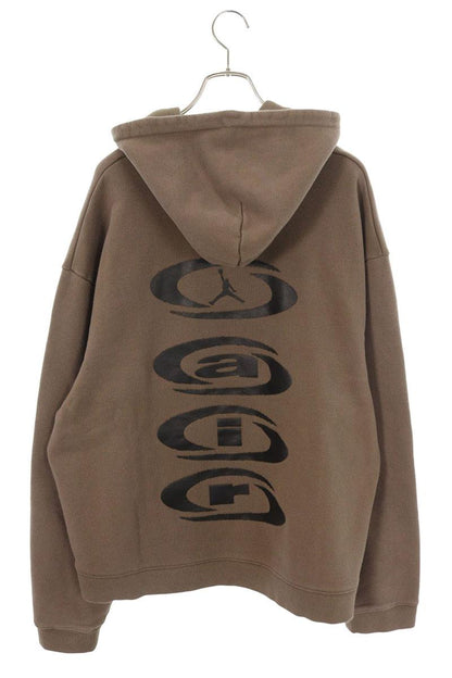 Nike Logo Print Pullover Hoodie Brown Size L