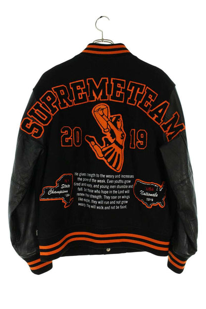Supreme 19AW Team Varsity Jacket Black x Orange Size M