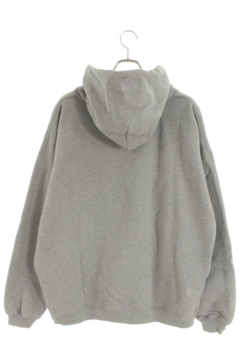 Vetements Logo Embroidered Pullover Hoodie Gray Size M