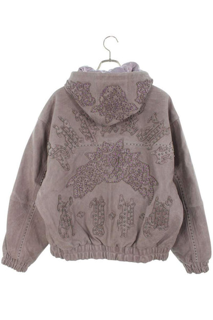 Supreme Studded Hooded Leather Jacket Blouson Pink Size M