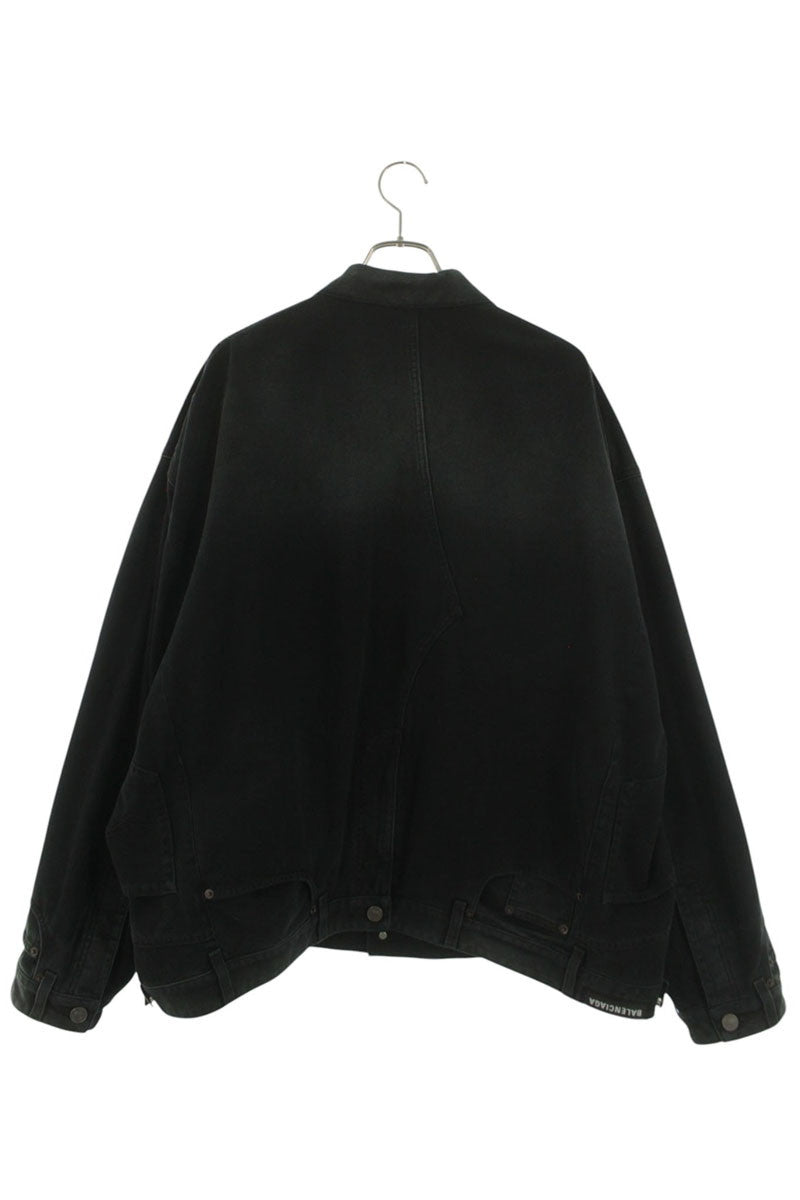 Balenciaga 23AW Washed Reconstructed Denim Jacket Black Size S