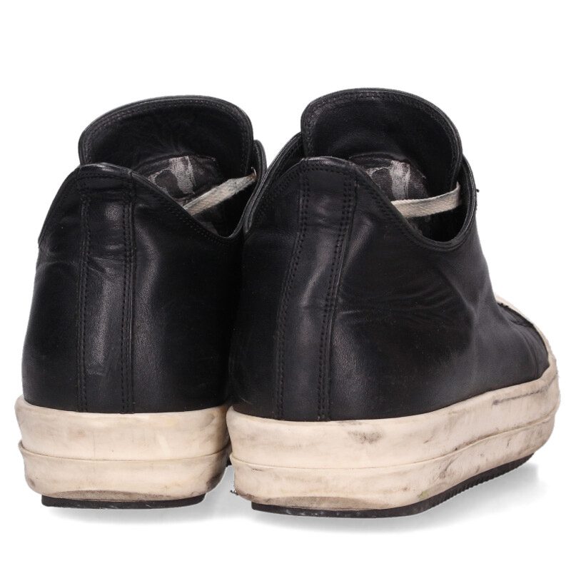 Rick Owens RAMONES LOW Leather Sneakers Black x White Size 42