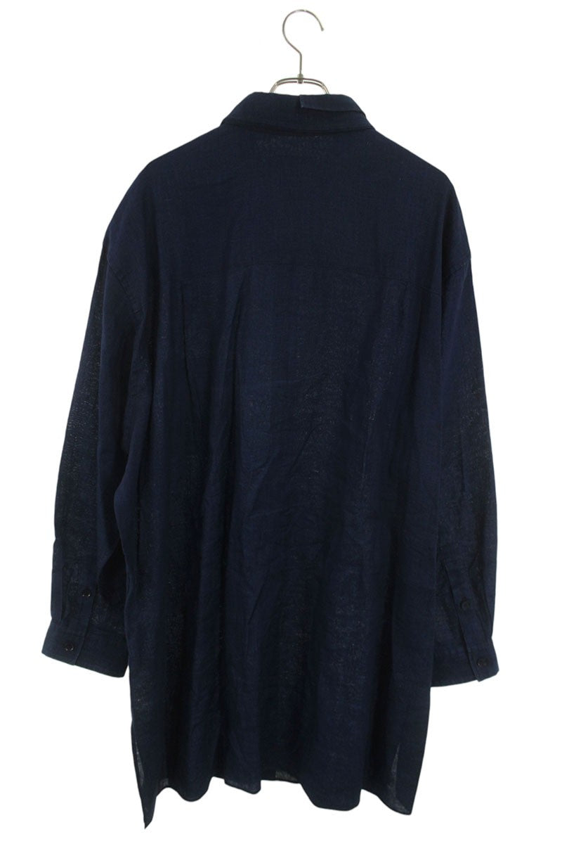 Vintage Yohji Yamamoto Tops - Yohji Yamamoto Pour Homme 23SS Ink Coated Collar Shirt Blue M - Authentic Archive