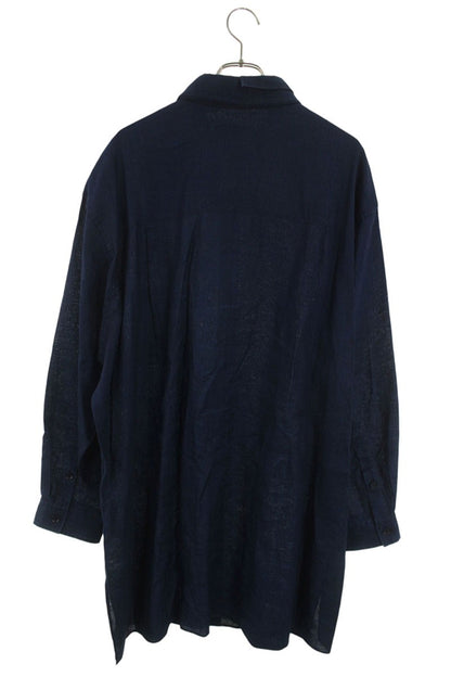 Vintage Yohji Yamamoto Tops - Yohji Yamamoto Pour Homme 23SS Ink Coated Collar Shirt Blue M - Authentic Archive