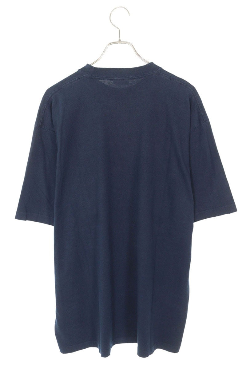 BALENCIAGA Destroyed Logo Print T-shirt Blue Size XXS