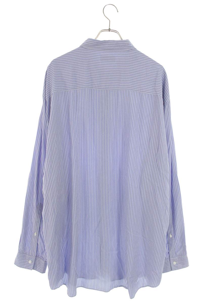 BALENCIAGA Striped Fluid Lyocell Shirt Blue Size L