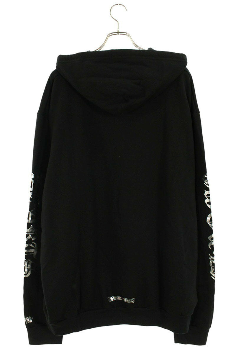 Chrome Hearts Logo Print Pullover Hoodie Black x Silver Size XXL
