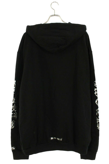 Chrome Hearts Logo Print Pullover Hoodie Black x Silver Size XXL