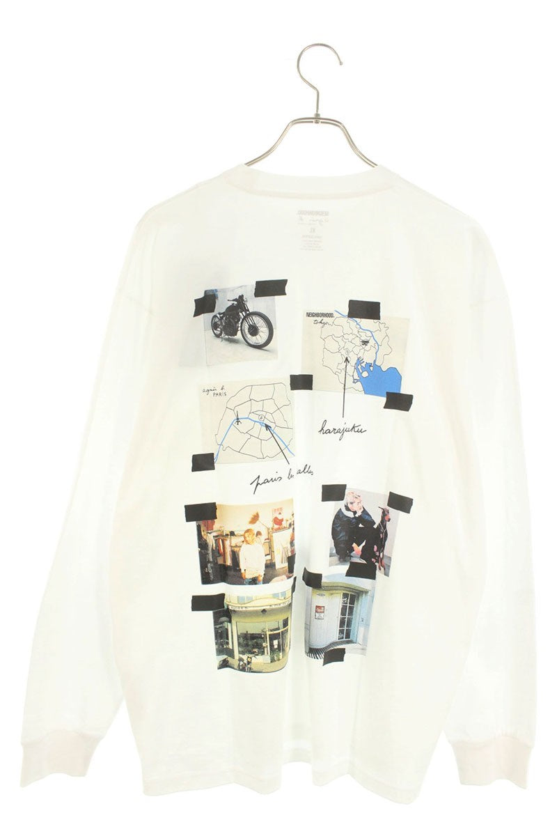 agnes b. x Neighborhood Print Long Sleeve T-Shirt White Size XL