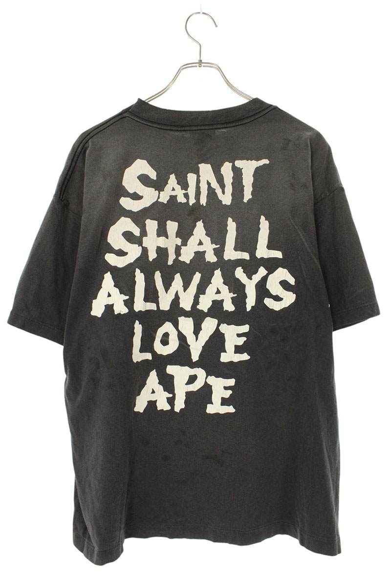 Bape x Saint Michael LOVE Print T-Shirt Black Size L