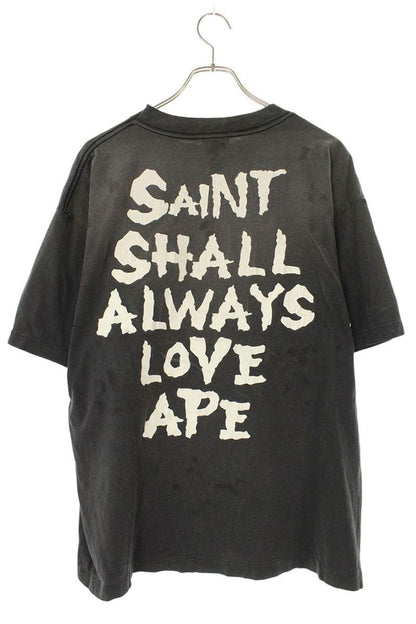 Bape x Saint Michael LOVE Print T-Shirt Black Size L