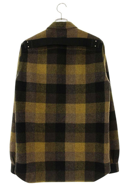 Rick Owens Check Wool Overshirt Yellow/Brown Size S