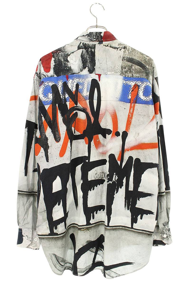 Vetements 23AW Oversized Print Long Sleeve Shirt Gray x Black Size XS