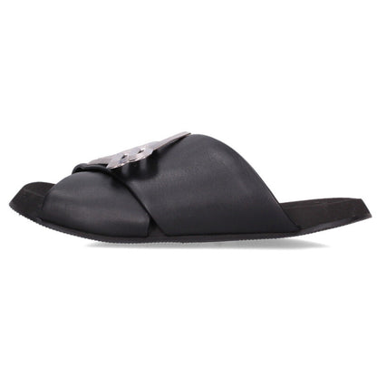 Balenciaga SUNSET FLAT MULE Logo Sandals Black x Silver Size 40