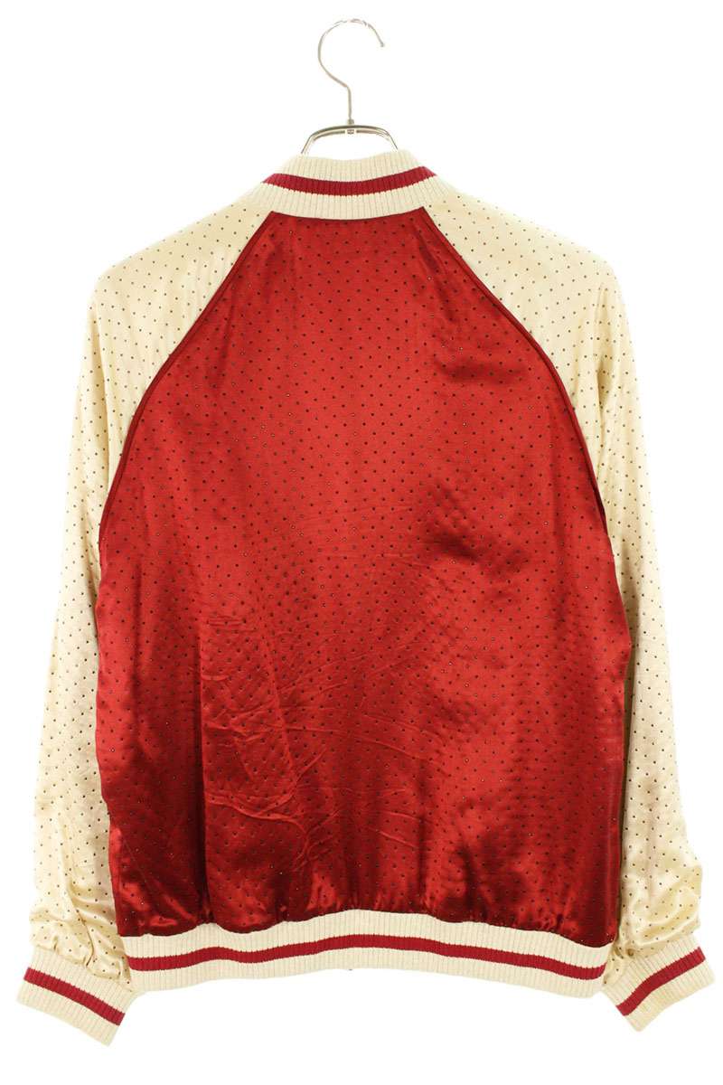 Saint Laurent Paris Silk Stud Blouson Red x Beige Size 46
