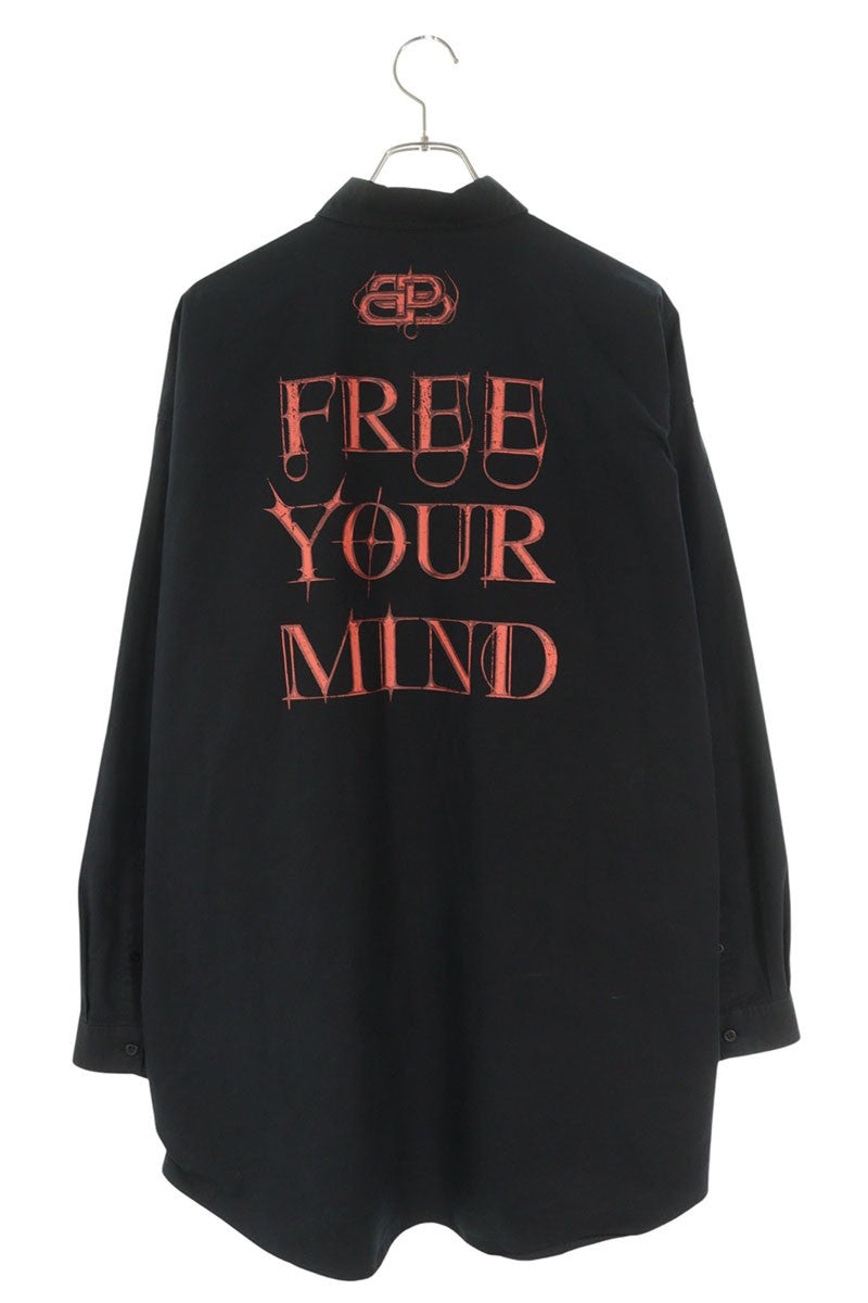 Balenciaga Free Your Mind Oversized Long Sleeve Shirt Black Size XS