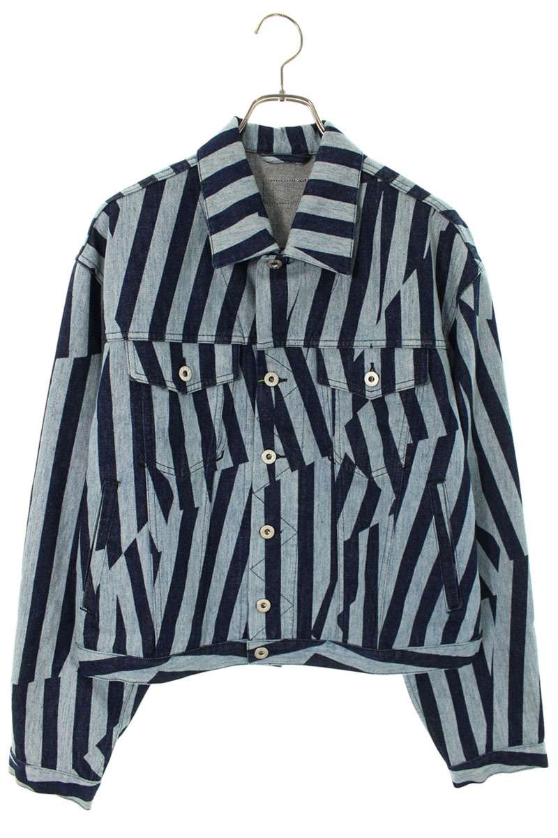 KENZO 24SS Dazzle Stripe Denim Trucker Jacket Blue Size L