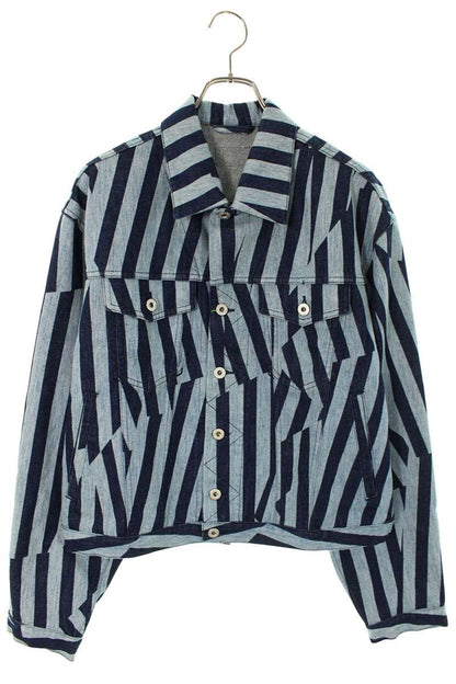 KENZO 24SS Dazzle Stripe Denim Trucker Jacket Blue Size L