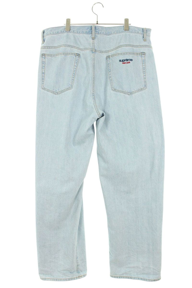 Supreme Baggy Jean Classic Logo Denim Pants Blue Size 36