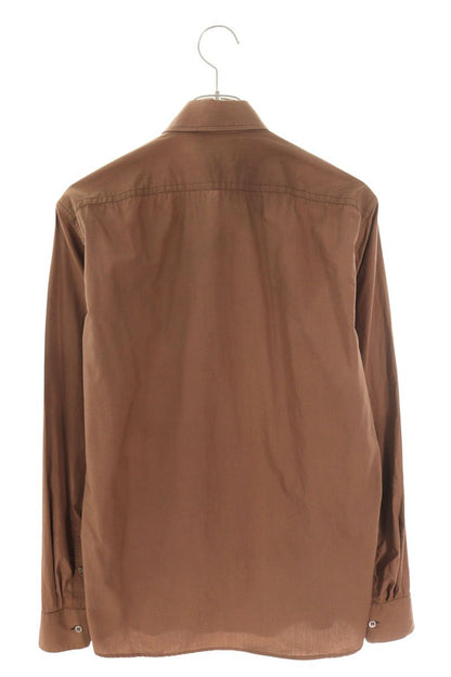 Dries Van Noten Embroidered Cotton Long Sleeve Shirt Brown Size 46