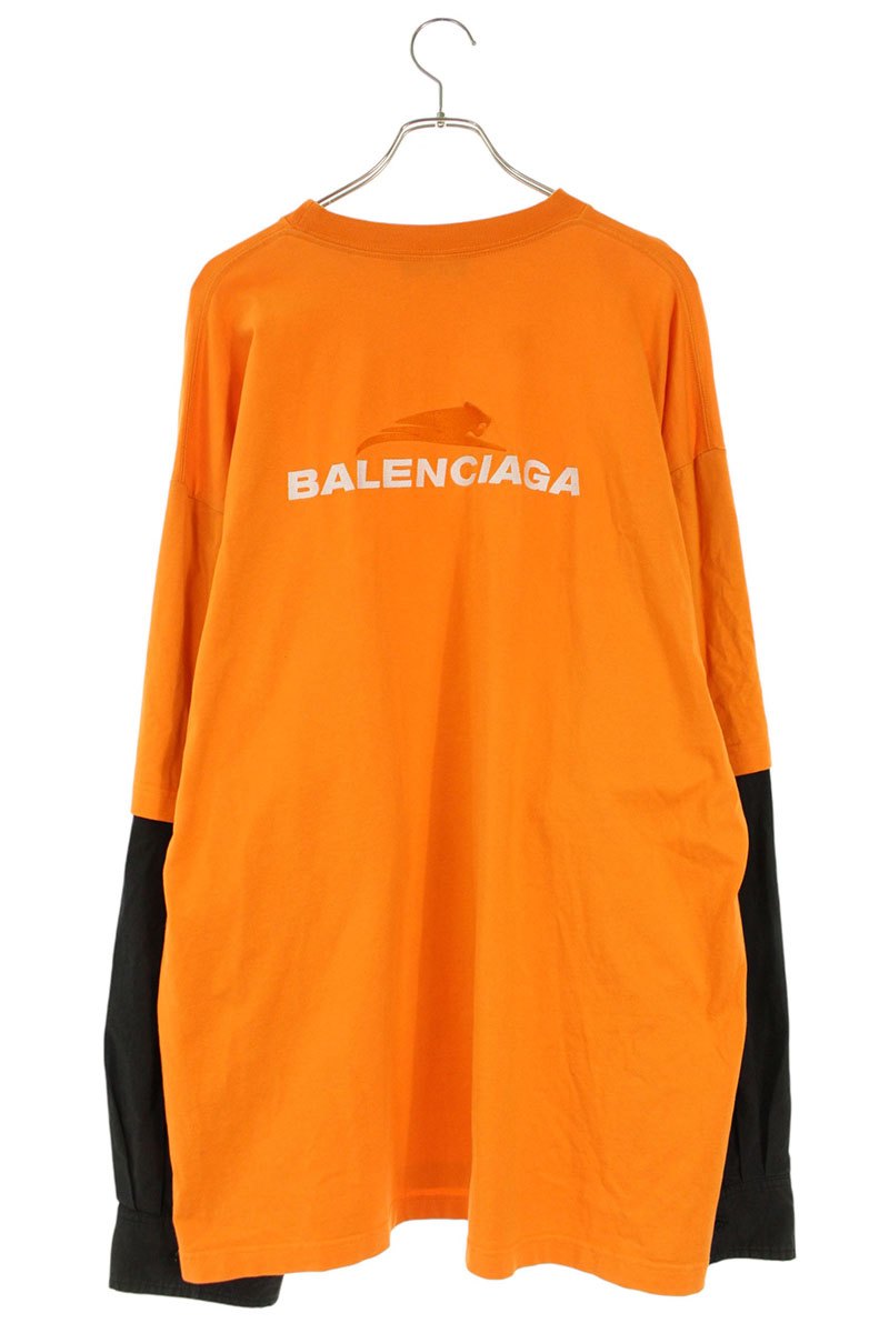 Balenciaga Logo Long Sleeve Shirt Orange Size M