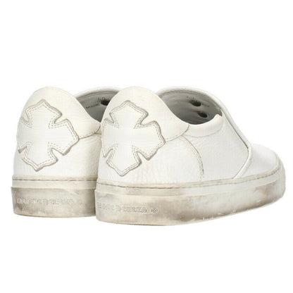 Chrome Hearts SLIP ON BLK CALF CH Leather Dagger Sneakers White x Silver US 6.5