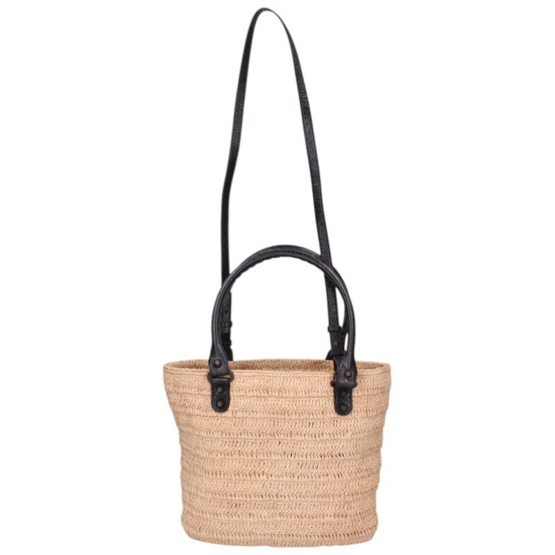 Balenciaga Lu City Raffia 2-way Handbag Beige x Black One Size